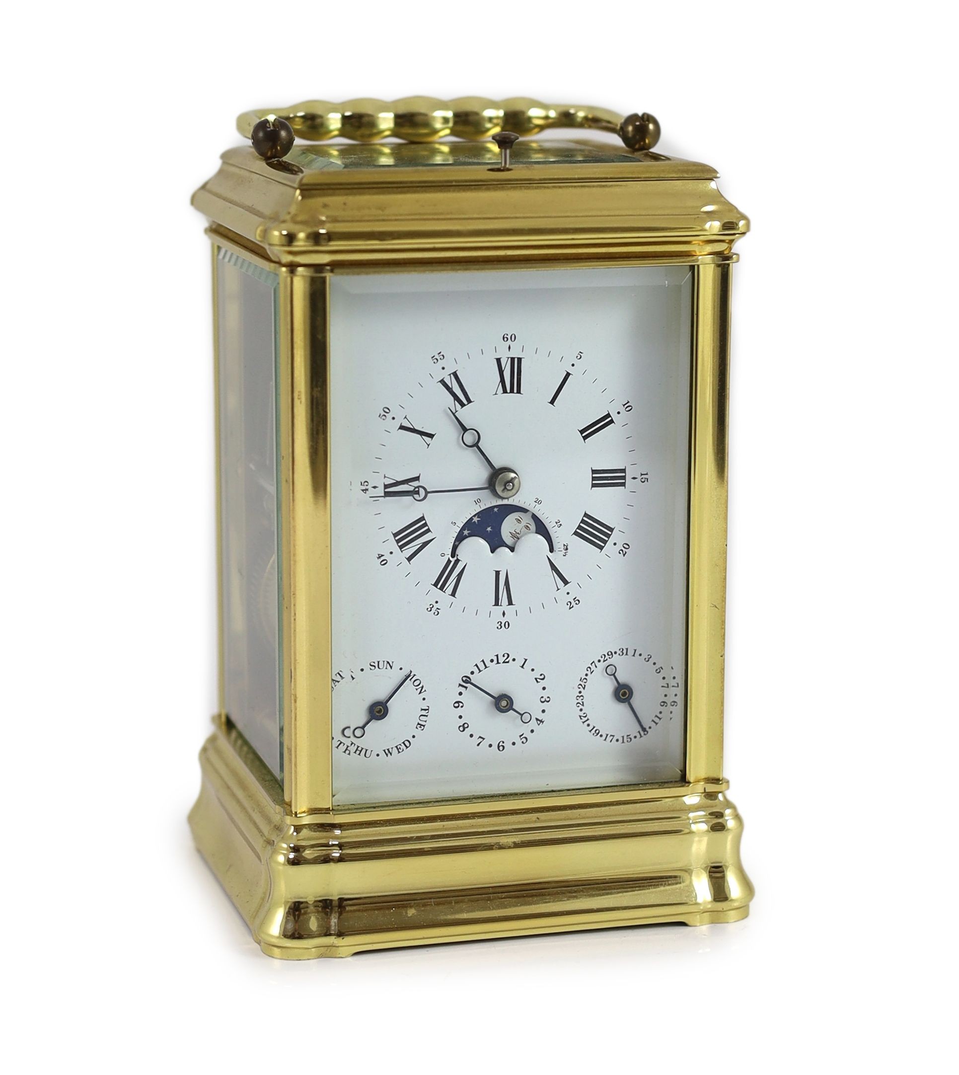 A L'Epée hour repeating brass carriage clock, width 9.5cm depth 8.5cm height 15.5cm